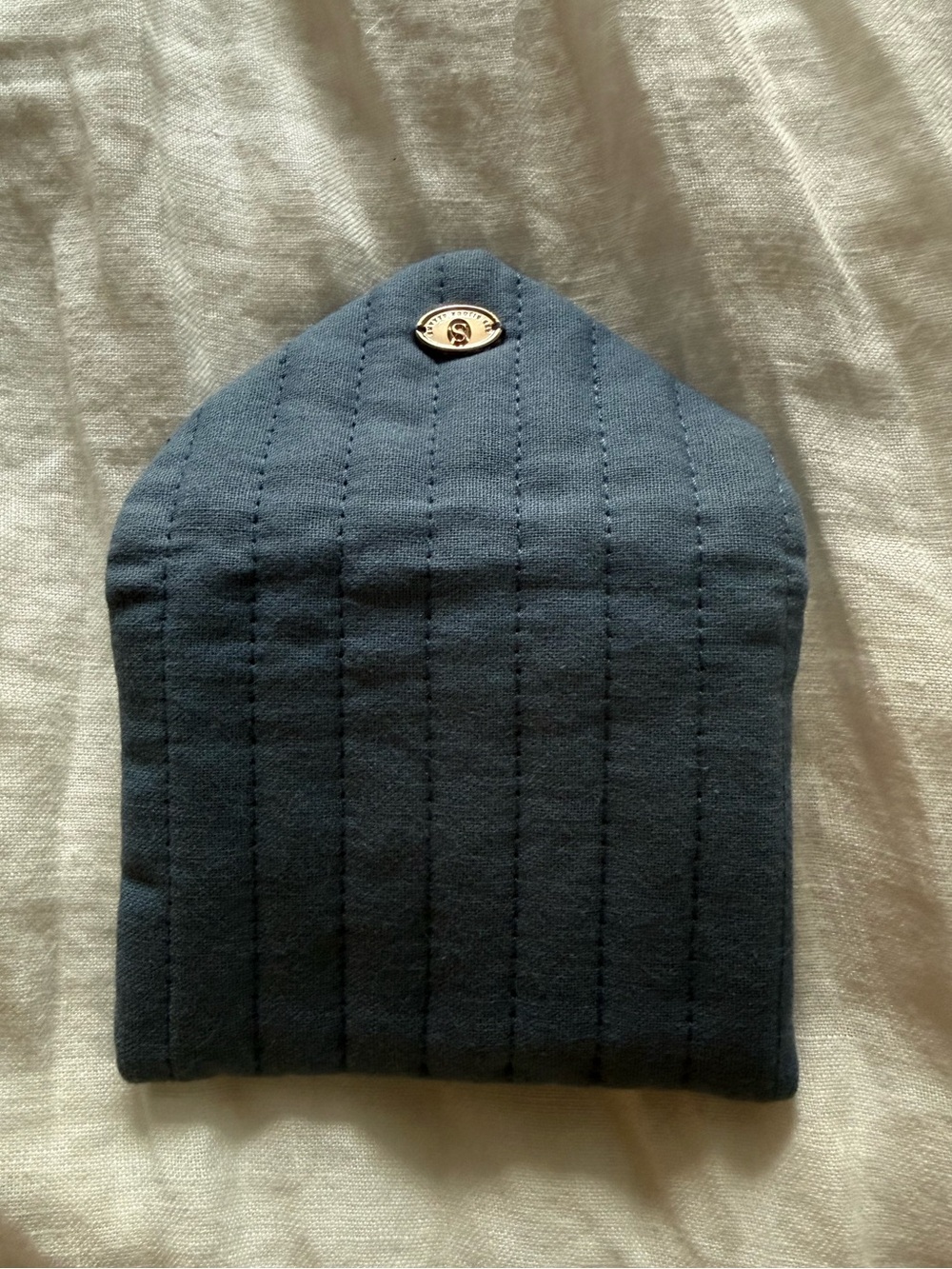NWOT SEZANE Quilted Coin Purse / Travel Jewelry Pouch: Slate Blue, Gold Snap 💌 - Picture 2 of 8
